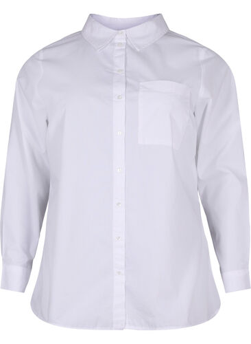 Overhemd van katoenmix, Bright White, Packshot image number 0