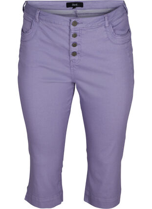 Nauwsluitende capri broek met knoopsluiting, Silver Bullet, Packshot image number 0