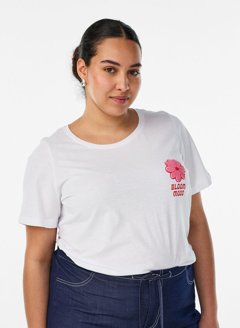 T-shirt met motief, Wit, Model image number 0