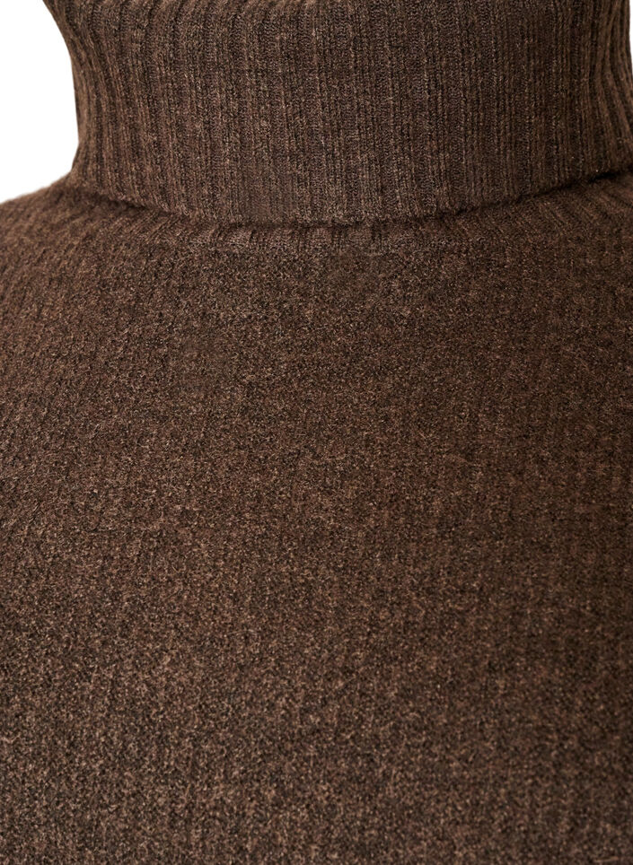 Losse gebreide trui met coltrui, Bruin, Packshot image number 2