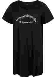 Katoenen nachthemd met print, Black w. Keep
