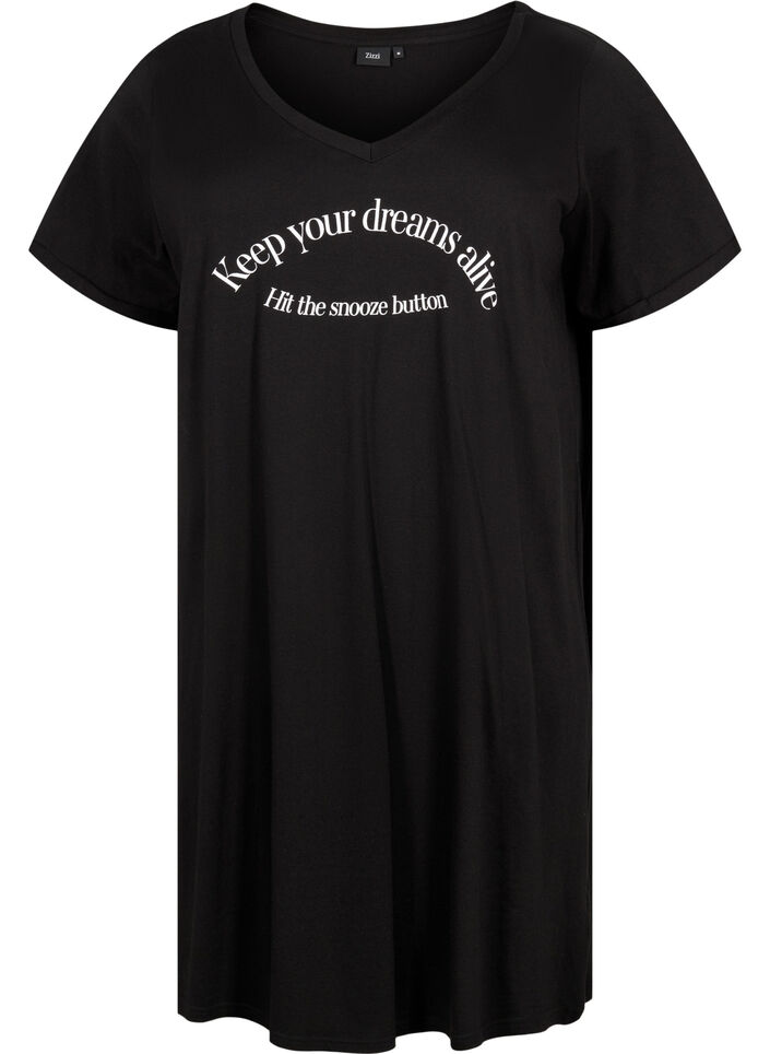 Katoenen nachthemd met print, Black w. Keep, Packshot image number 0