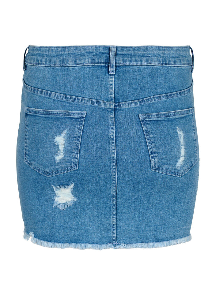 Strakke denimrok met split, Blue denim, Packshot image number 1