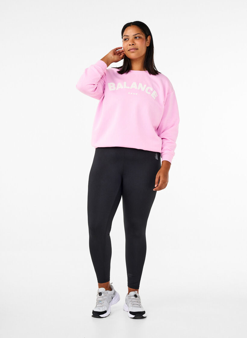 Sweatshirt met badstof tekst, Roze, Model image number 1