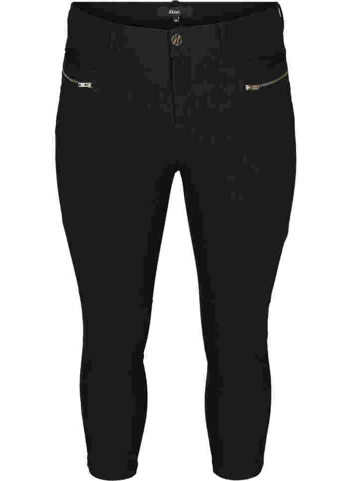Nauwsluitende driekwart broek met rits, Black, Packshot image number 0