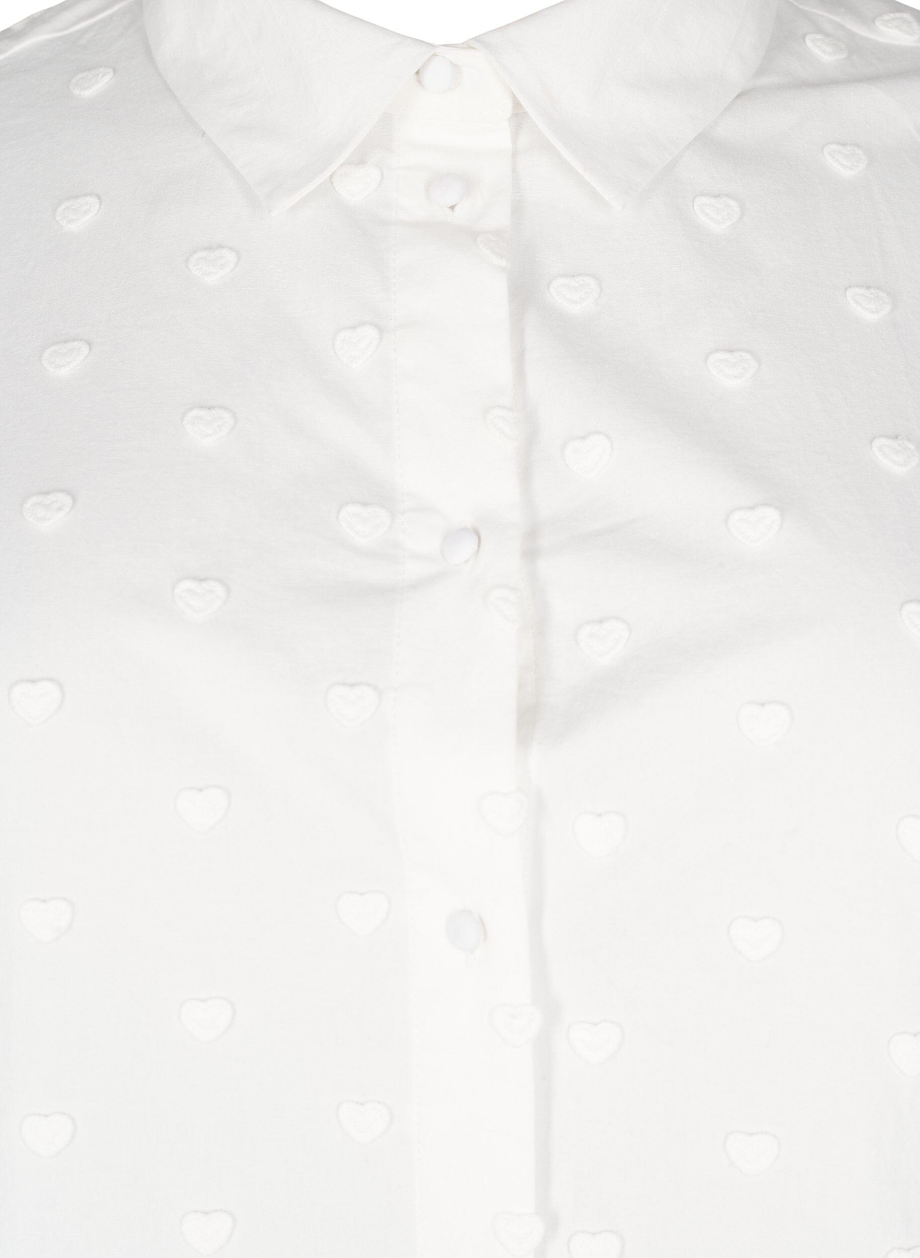 Zizzi Shirt met kraag en opgenaaide hartjes, Wit, Packshot image number 2