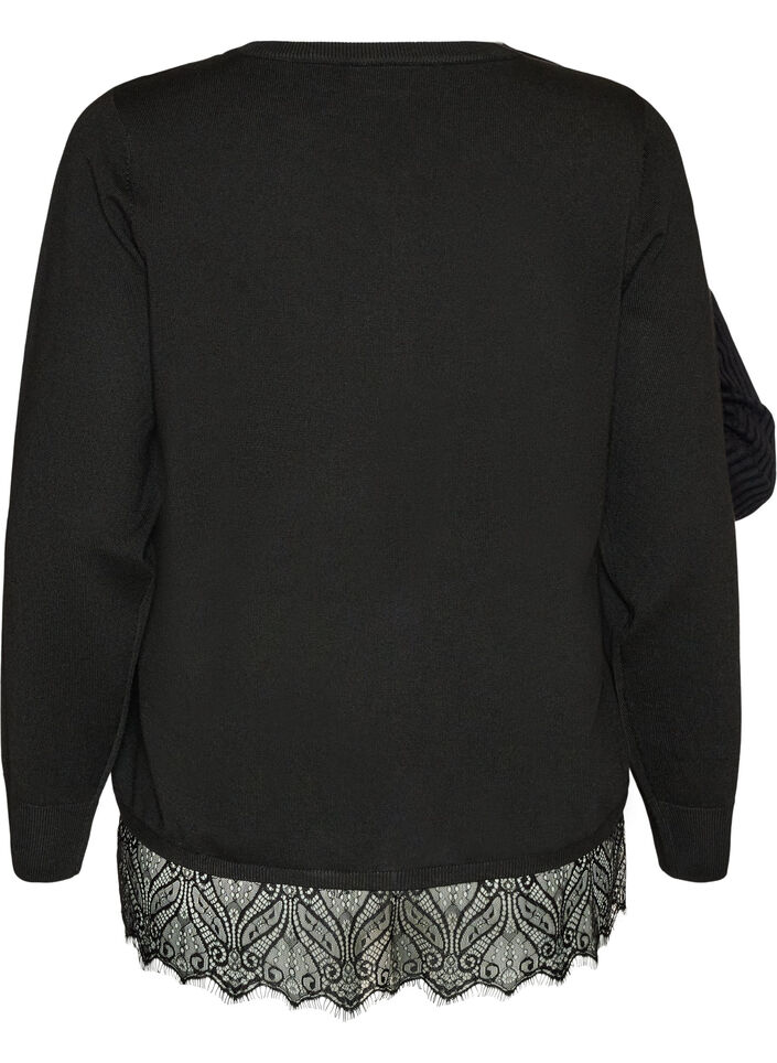 Cardigan met brede kanten zoom, Zwart, Packshot image number 1