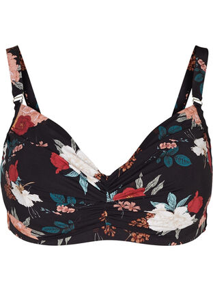 Bikini top, Black Flower, Packshot image number 0