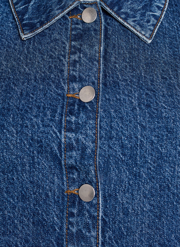 Denimjas met korte mouwen en knoopsluiting, Blauw, Packshot image number 2