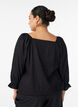 Viscose blouse met een vierkante hals en 3/4-mouwen, Zwart, Model image number 2