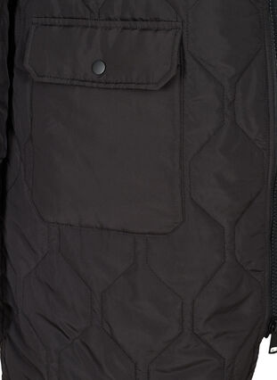 Gewatteerd jack met capuchon en grote zakken, Black, Packshot image number 3