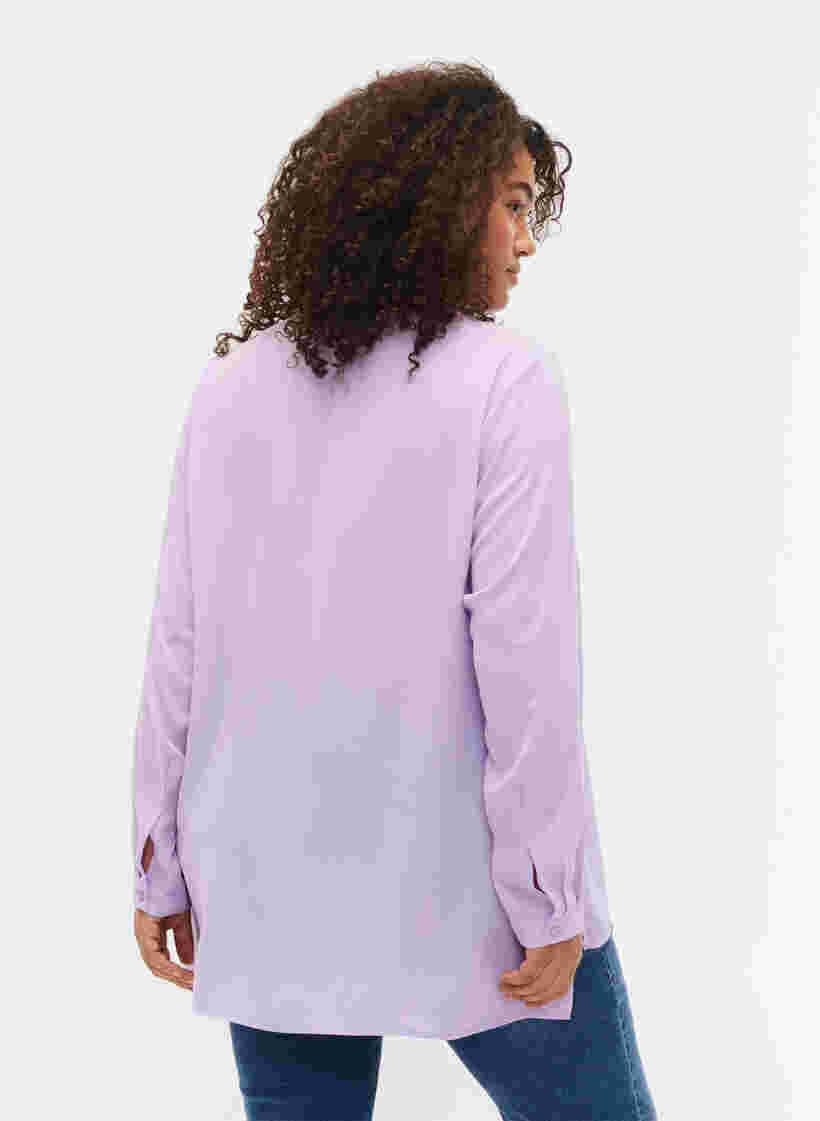 Overhemd met lange mouwen en v-hals, Purple Rose, Model image number 1