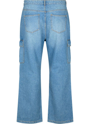 Loszittende jeans met cargozakken, Light blue, Packshot image number 1
