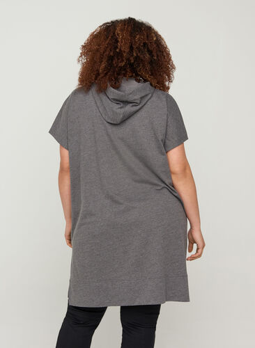 Lang sweatshirt met korte mouwen, Dark Grey Melange, Model image number 1