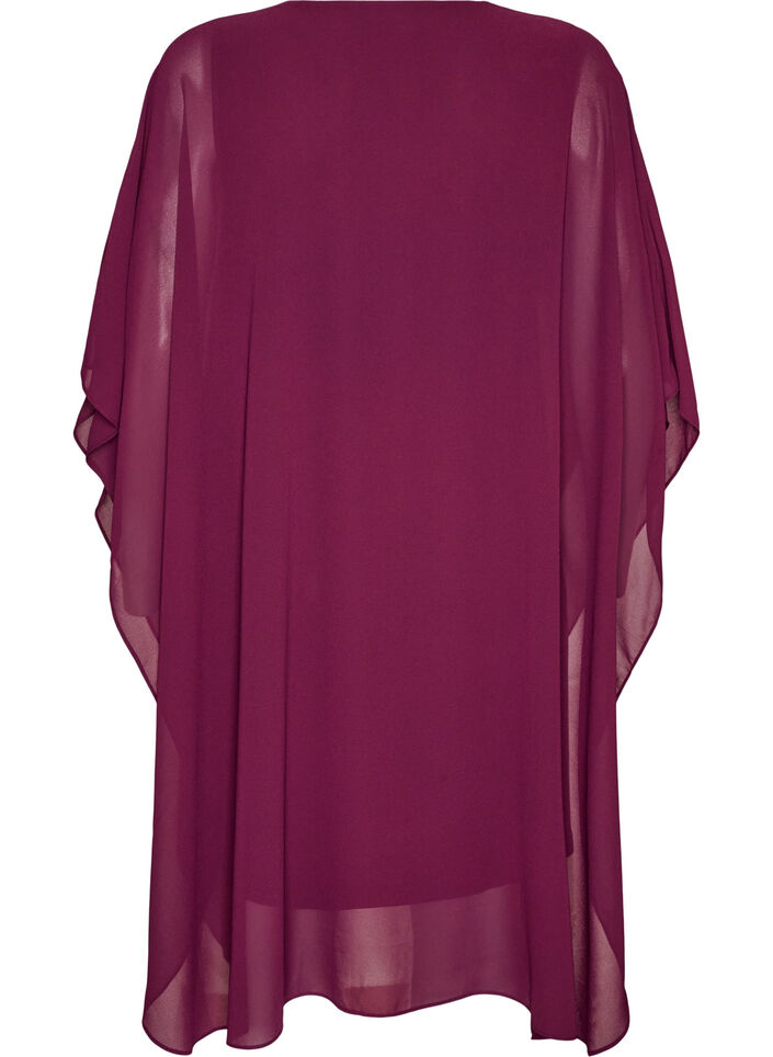Korte chiffon jurk met V-hals, Paars, Packshot image number 1