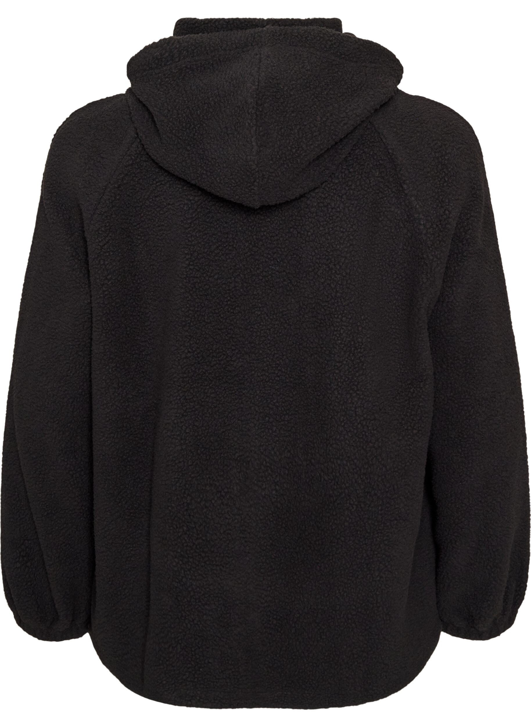 ZizziTeddyjack met capuchon en ritssluiting, Zwart, Packshot image number 1