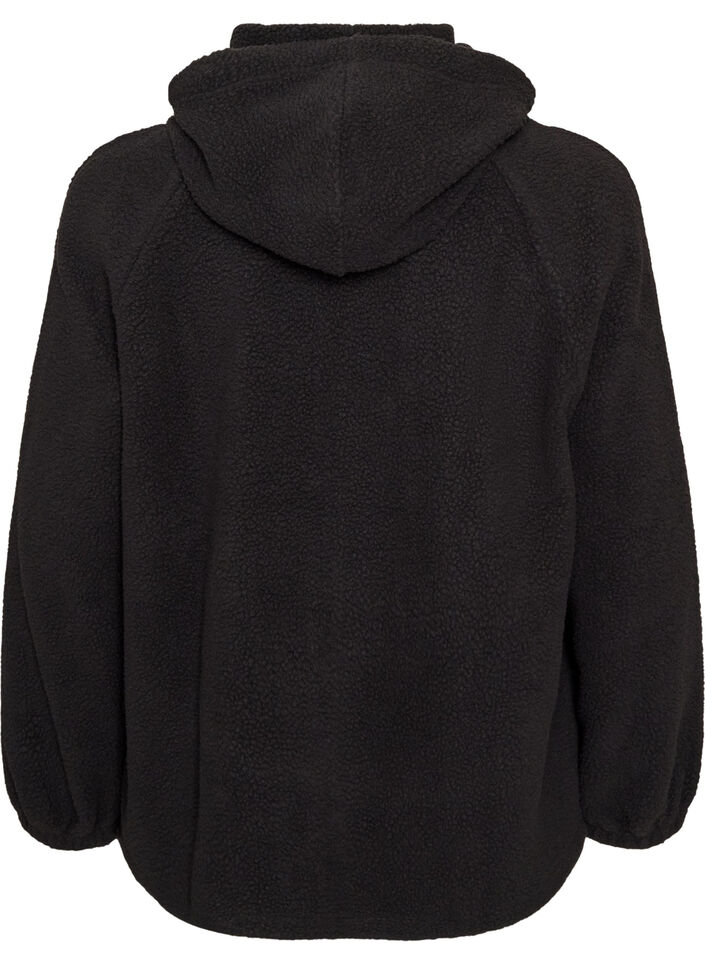 Teddyjack met capuchon en ritssluiting, Zwart, Packshot image number 1
