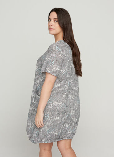 Viscose jurk met print en korte mouwen , Bright Paisley, Model image number 1