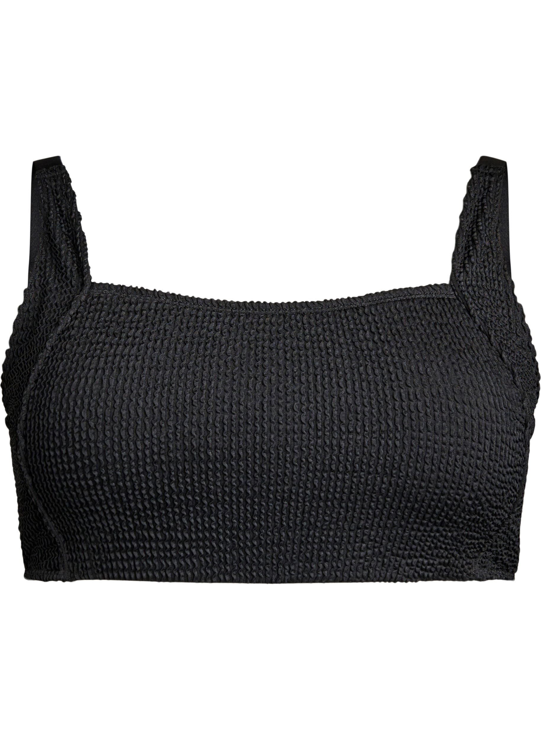 Zizzi Crepe bikini top met verstelbare bandjes, Zwart, Packshot image number 0