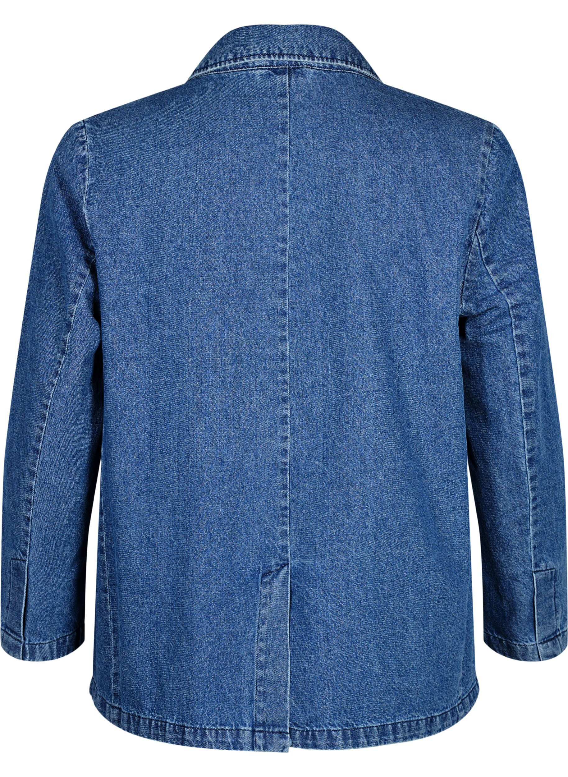 Zizzi Denim blazer met zakken, Blue Denim, Packshot image number 1