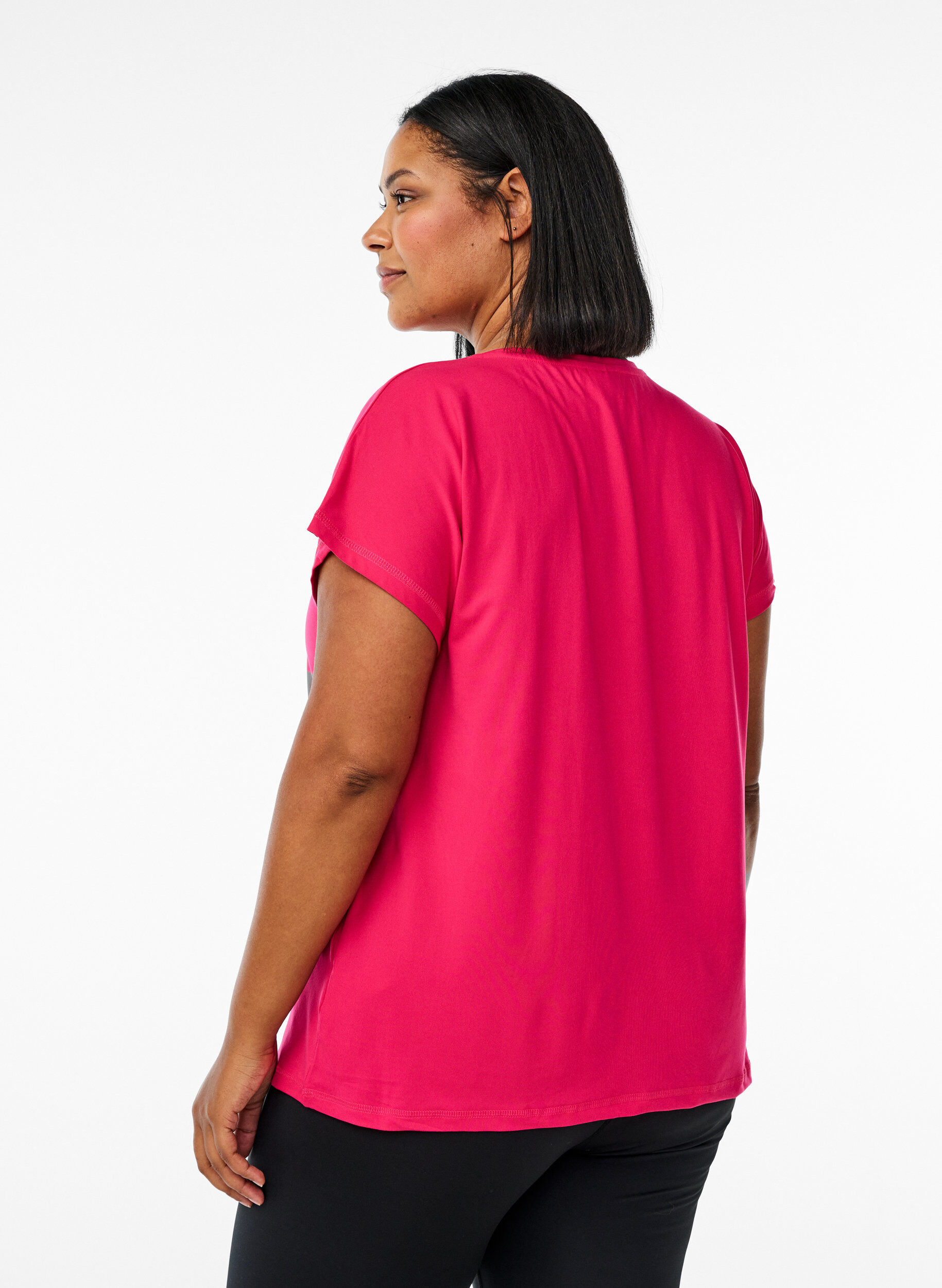 Zizzi Effen gekleurd T-shirt voor sporten, Roze, Model image number 2