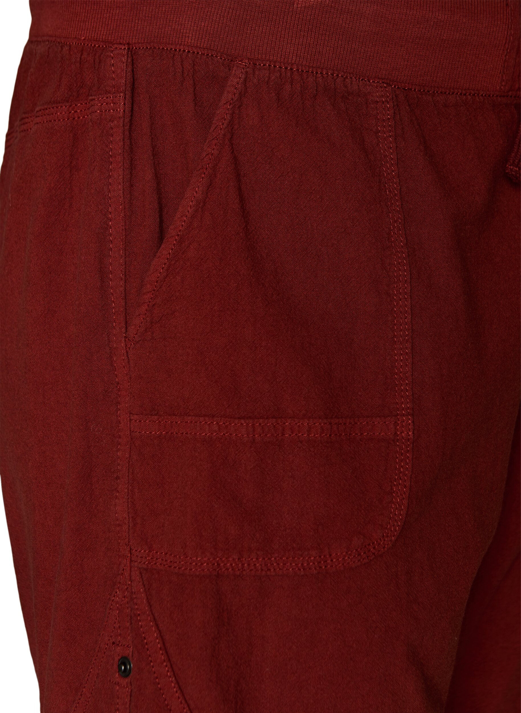 ZizziLosse katoenen short met zakken, Rood, Packshot image number 2