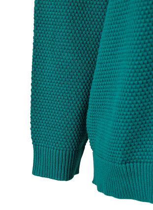 Gebreide katoenen blouse met structuur., Deep Lake, Packshot image number 3