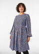 Viscose jurk met smock en een all-over patroon, Blauw, Model image number 0