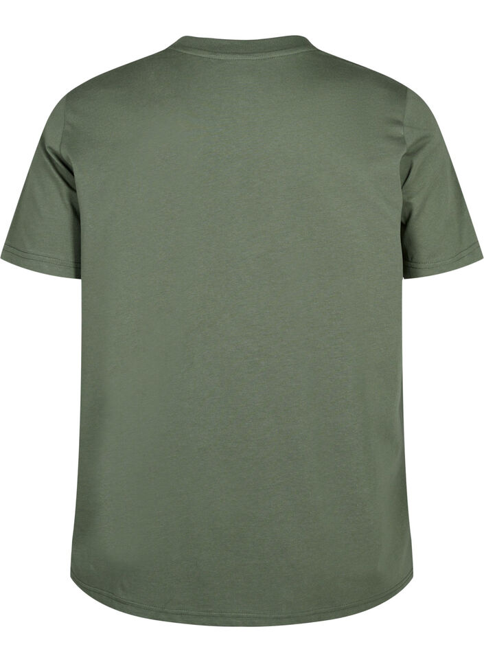 Basic katoenen T-shirt met ronde hals, Groen, Packshot image number 1