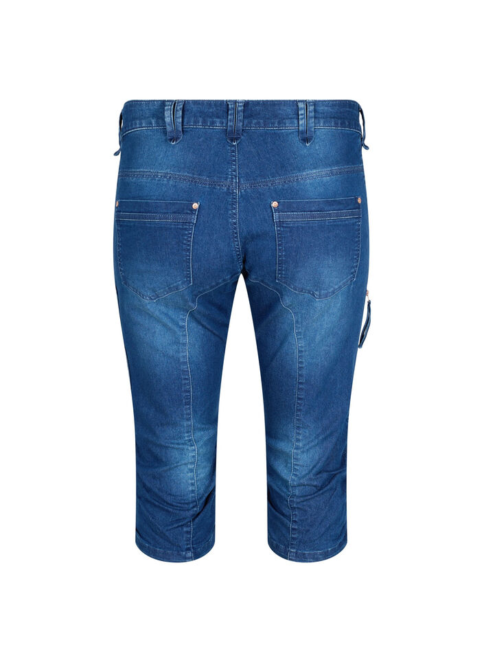 Slim fit capri jeans met zakken, Blauw, Packshot image number 1