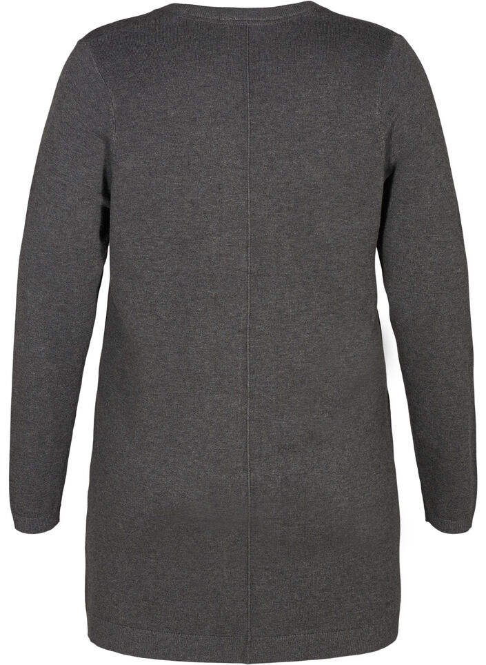 Lang gebreid vest in viscosemix, Grijs, Packshot image number 1