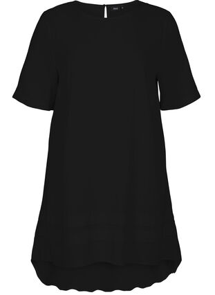 Viscose jurk met high-low effect, Black, Packshot image number 0