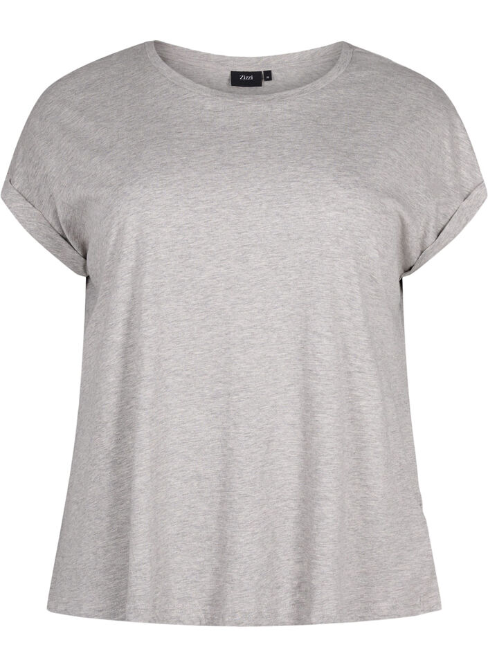 T-shirt met korte mouwen van katoenmix, Heather Grey Mél, Packshot image number 0