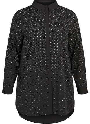 Lange blouse met naden, Black, Packshot image number 0