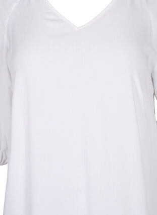 Viscose jurk met v-hals , Bright White, Packshot image number 2