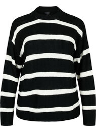 FLASH - Gestreepte trui, Black/White Stripe