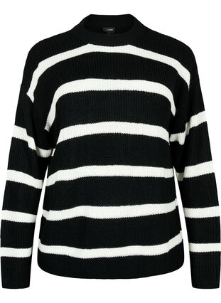 FLASH - Gestreepte trui, Black/White Stripe, Packshot image number 0