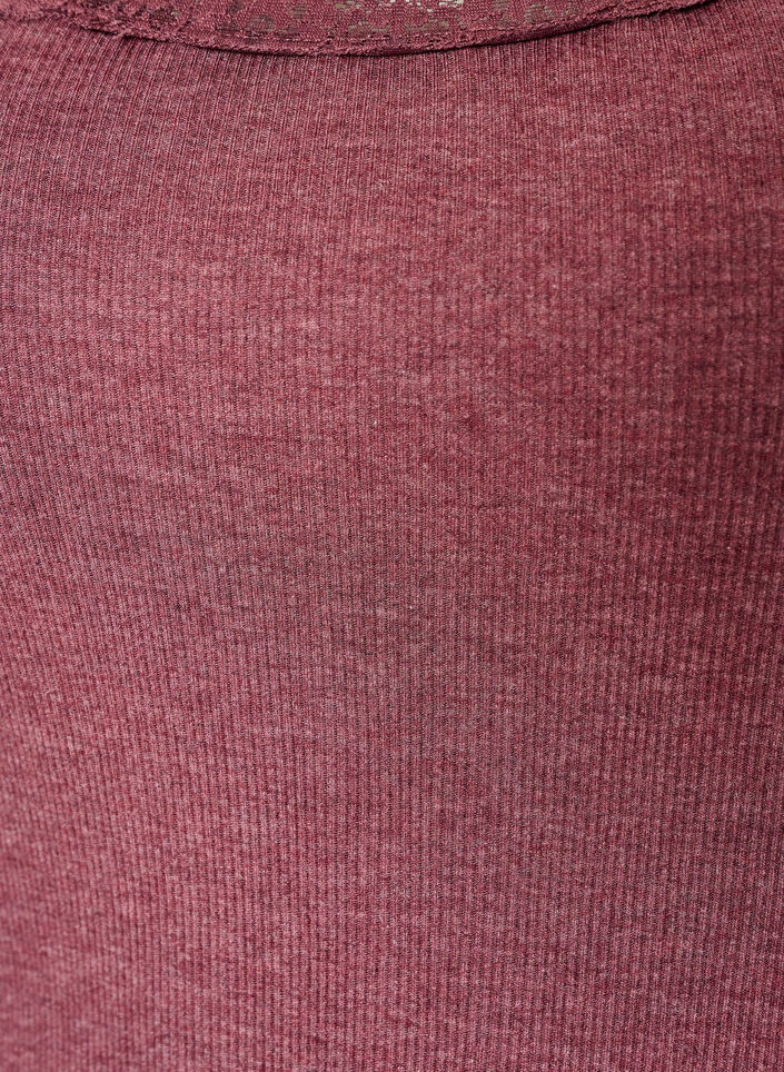Geribde top met kanten afwerking, Rood, Packshot image number 2