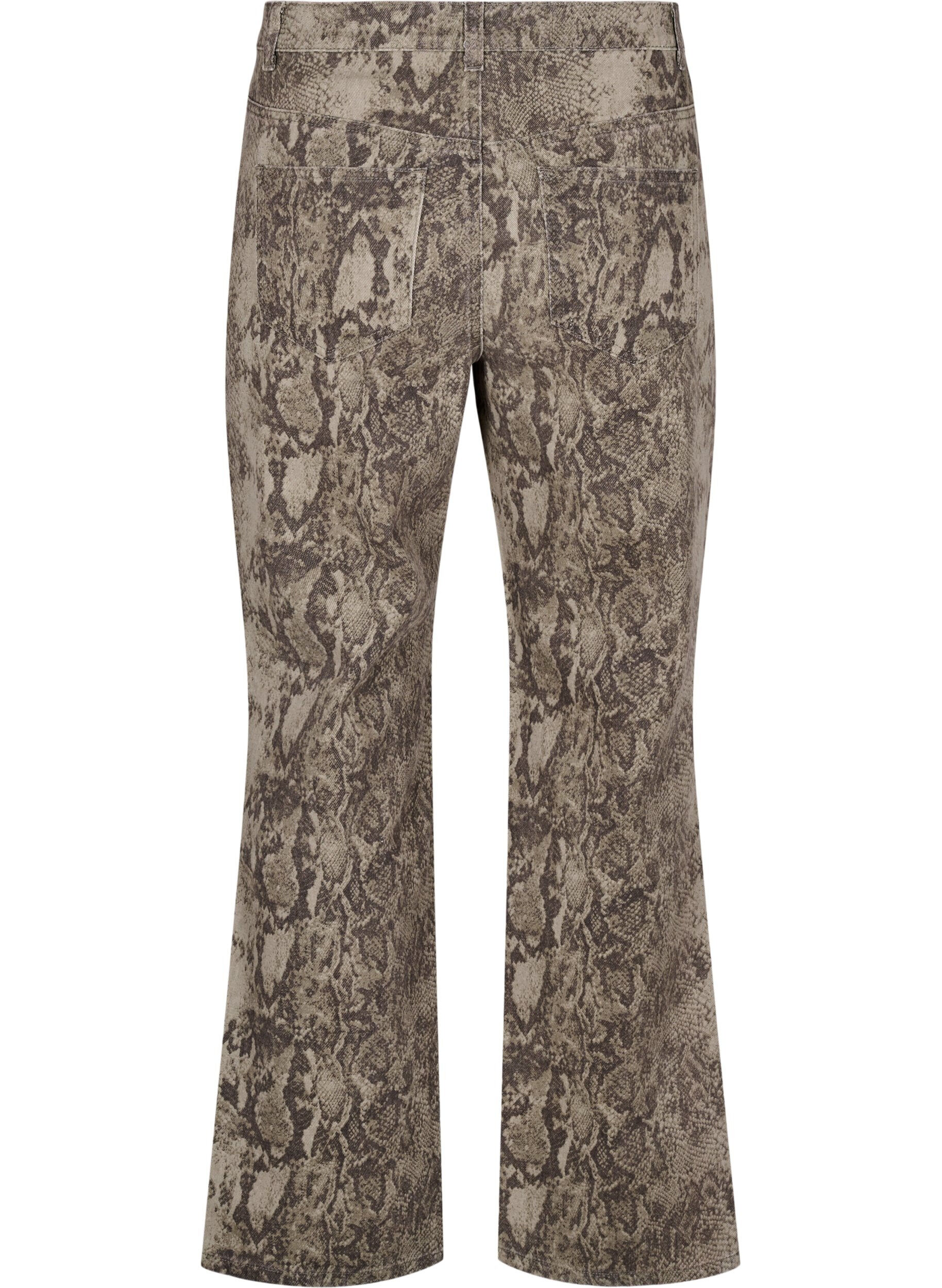 Zizzi High-waist Gemma jeans met slangenprint, Bruin, Packshot image number 1