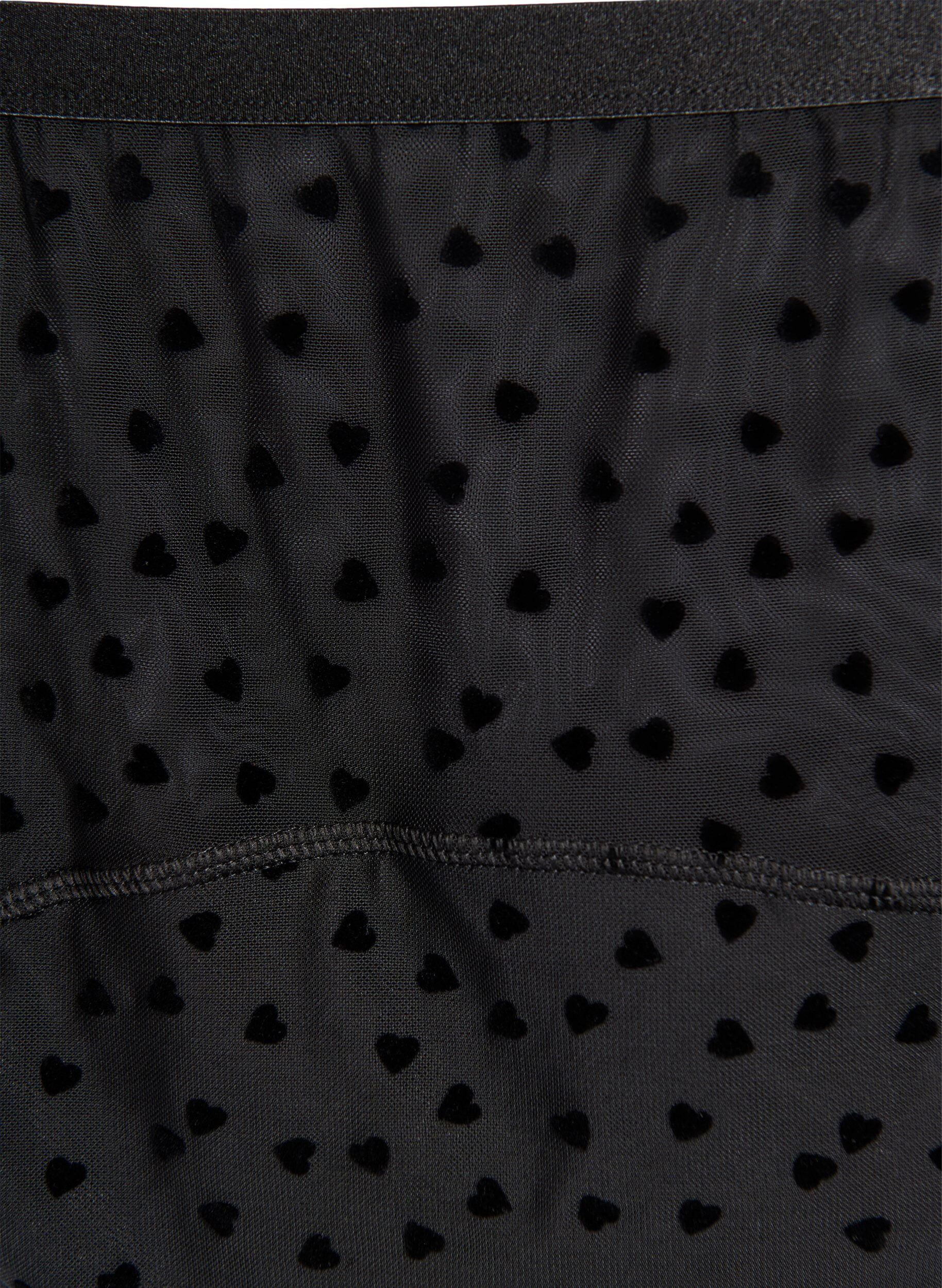 Zizzi Hipster menstruatieslip in mesh met hartdetails, Zwart, Packshot image number 2