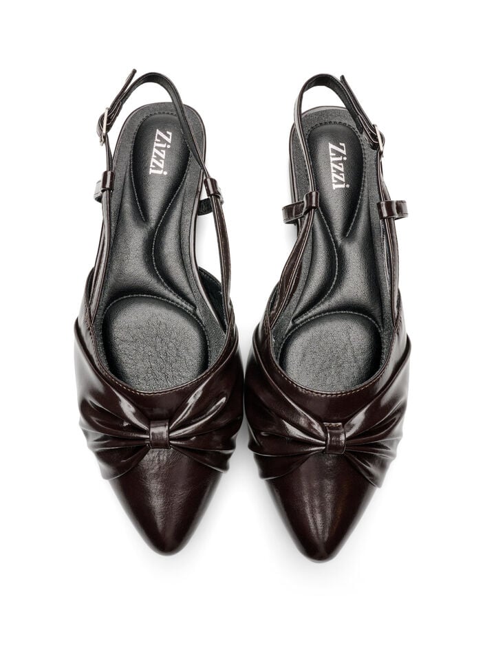 Slingback met strikdetail en lakuitstraling, Bruin, Packshot