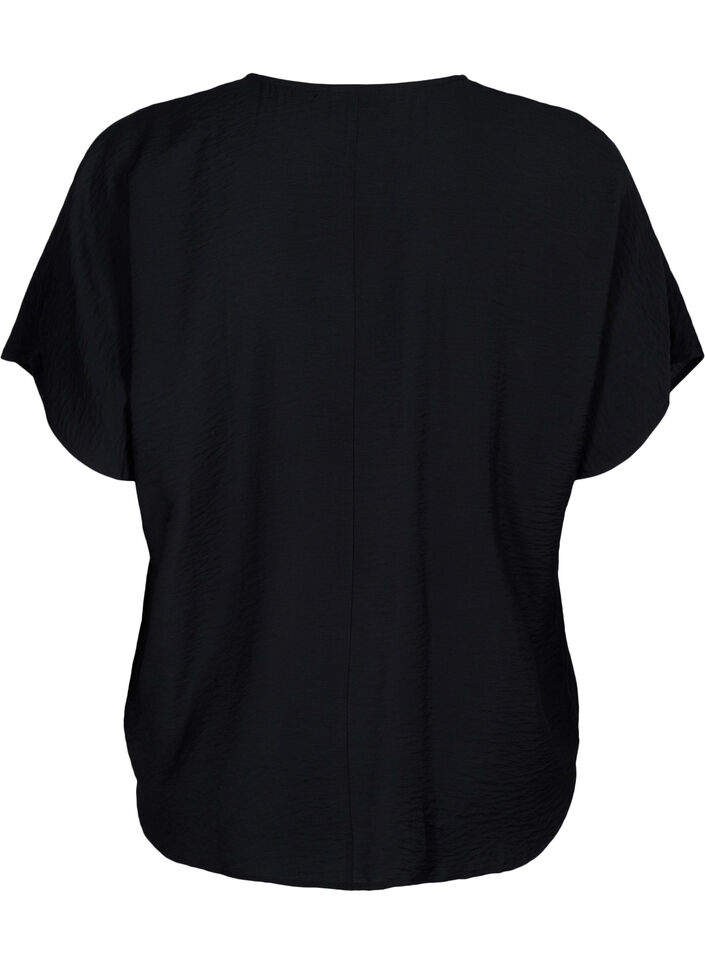Blouse met korte mouwen van viscose, Black, Packshot image number 1