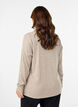 Gebreide blouse met kraag en kabelpatroon, Beige, Model image number 2