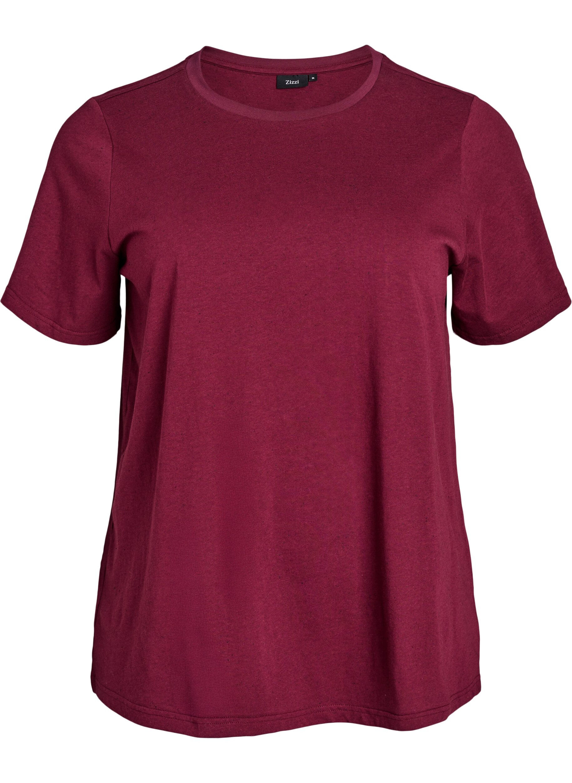 Zizzi Katoenen T-shirt met ronde hals, Donker Bordeaux, Packshot image number 0