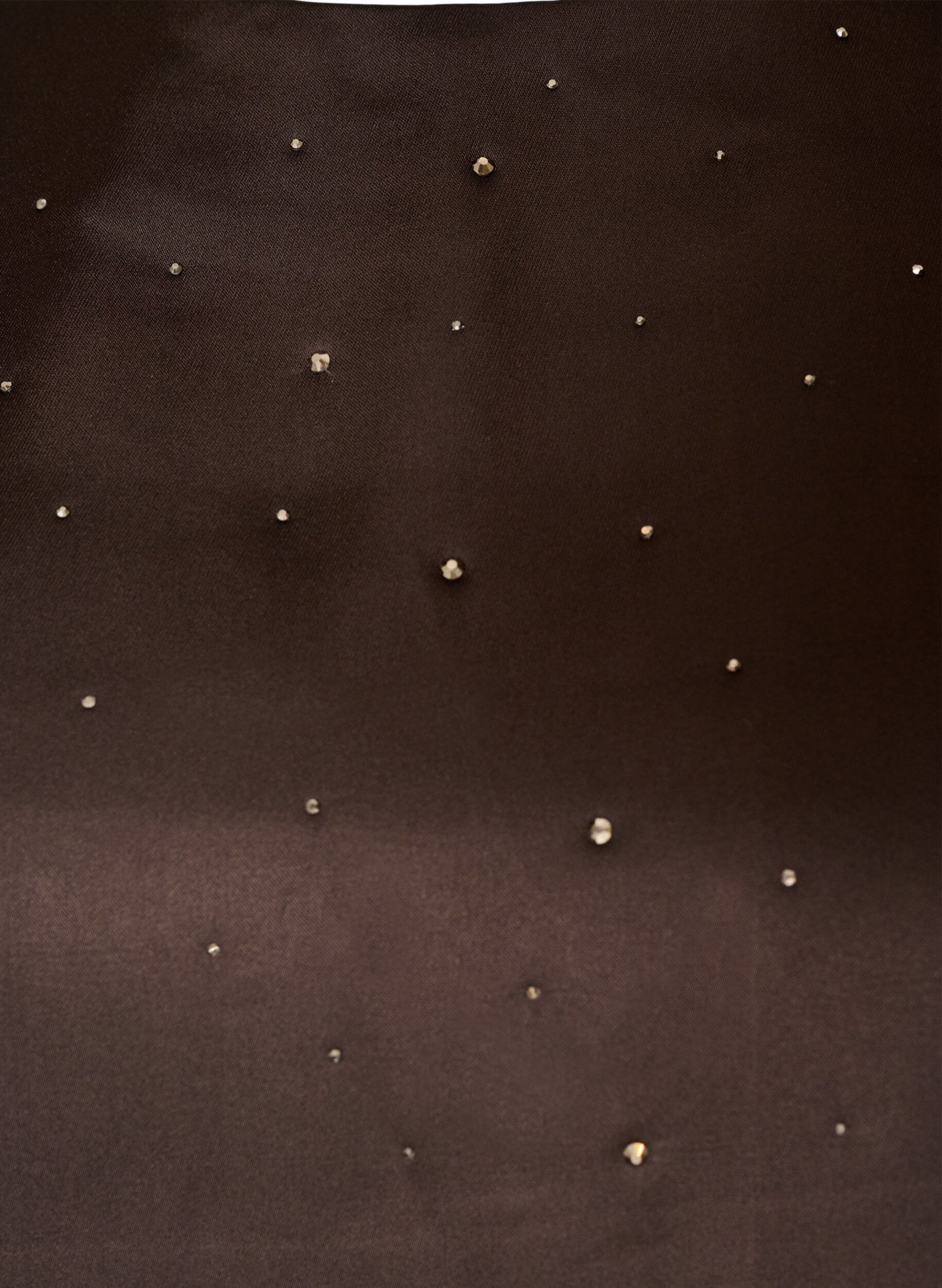 ZizziSatijnen blouse met strass en elleboogmouwen, Bruin, Packshot image number 2