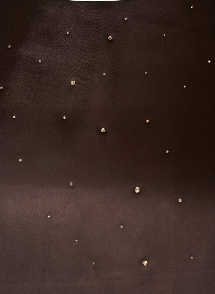 Satijnen blouse met strass en elleboogmouwen, Bruin, Packshot image number 2
