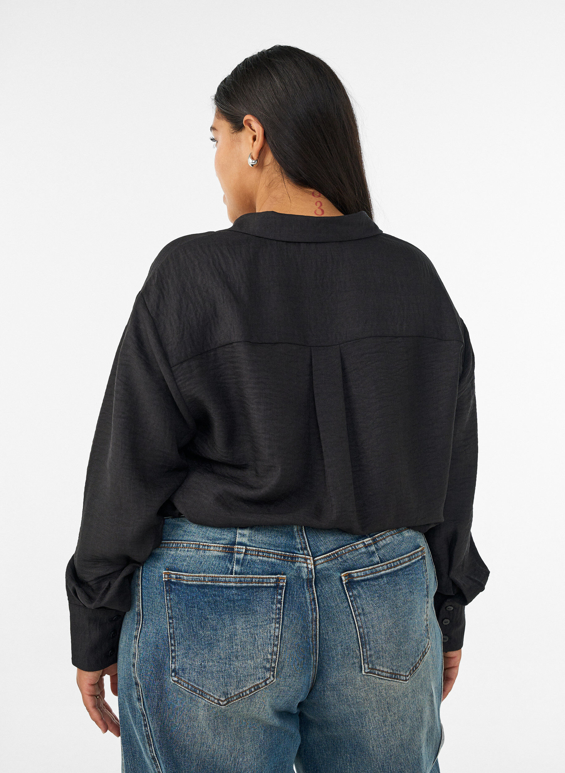 ZizziLosse shirt met V-hals, Zwart, Model image number 2