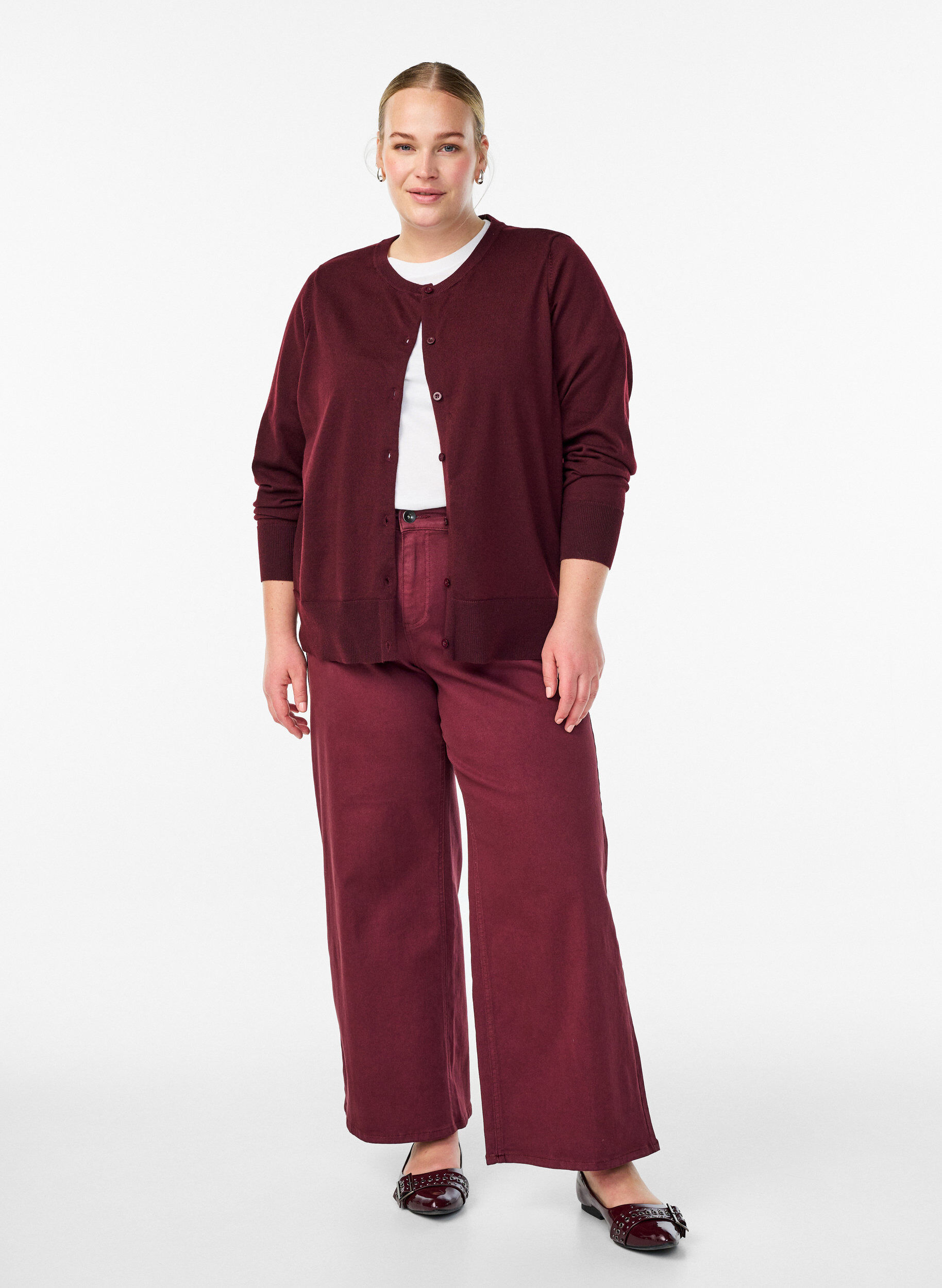 ZizziFijngebreide vest met ronde hals, Rood, Model image number 1