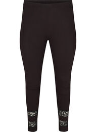 Viscose legging met 3/4 lengte en kant, Black