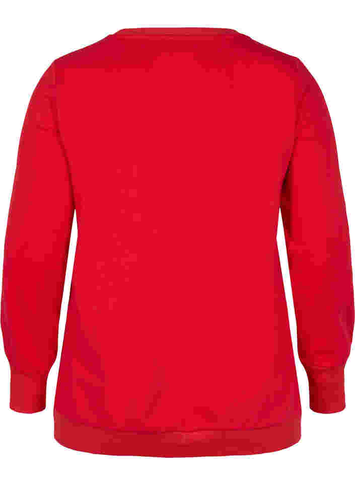 Katoenen sweatshirt met tekstprint, Chinese Red, Packshot image number 1